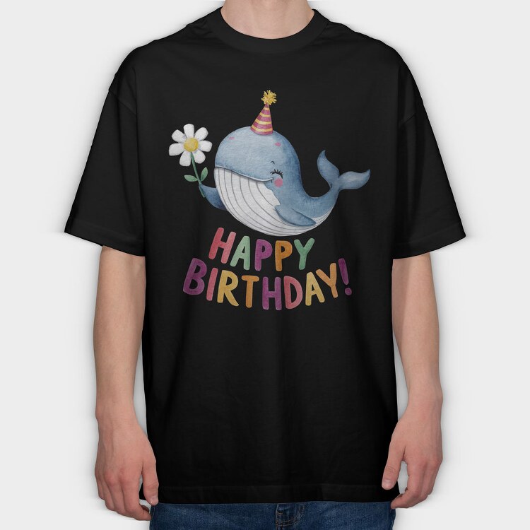 Whale Party Hat, Tricou Oversize Barbati (Unisex)