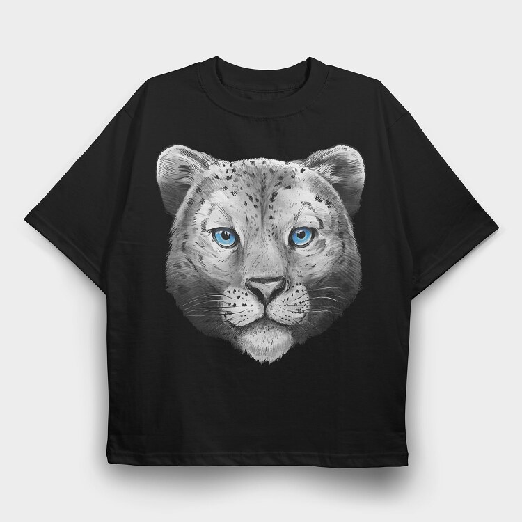 Snow Leopard Portrait, Tricou Oversize Barbati (Unisex)