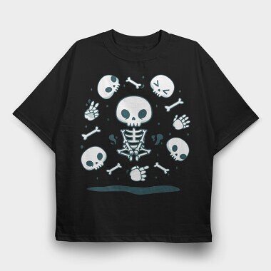 Skulls And Skeletons Cute Mug, Tricou Oversize Barbati (Unisex)