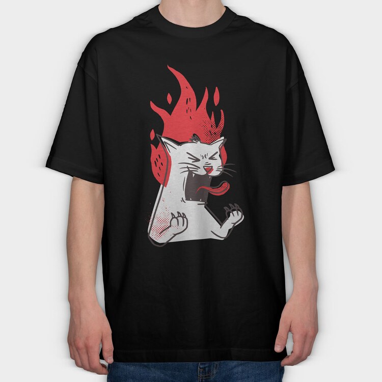 Raging Cat, Tricou Oversize Barbati (Unisex)