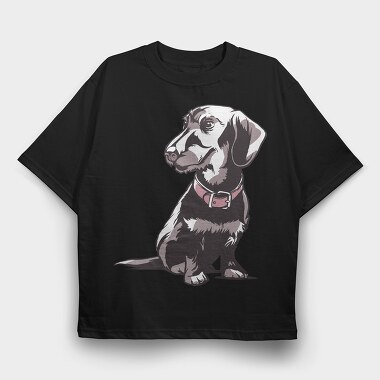 Dwarf Dachshund, Tricou Oversize Barbati (Unisex)