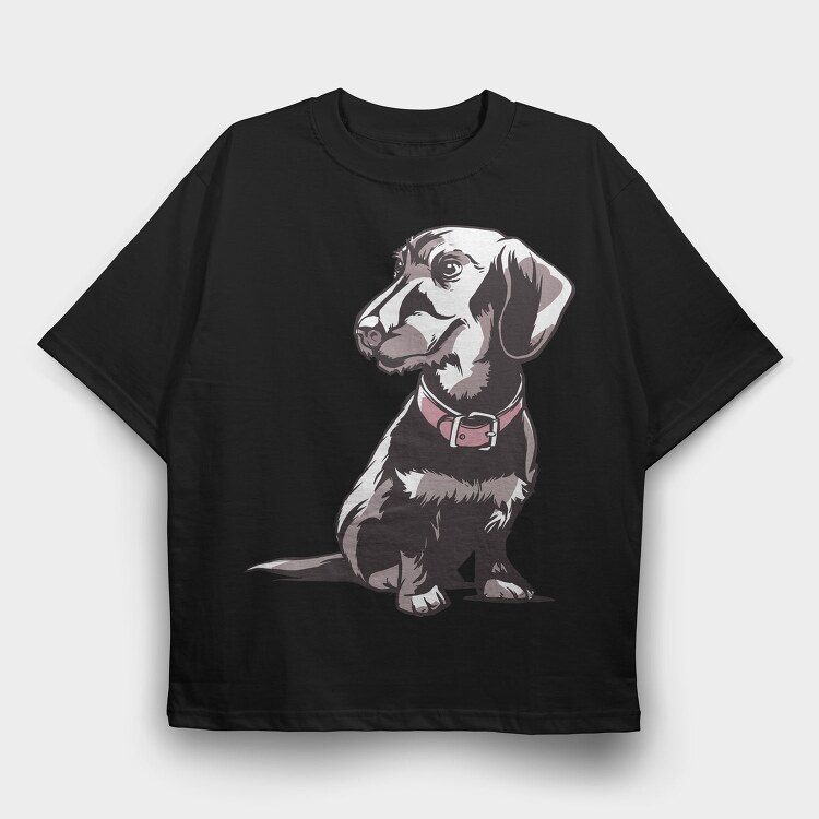 Dwarf Dachshund, Tricou Oversize Barbati (Unisex)