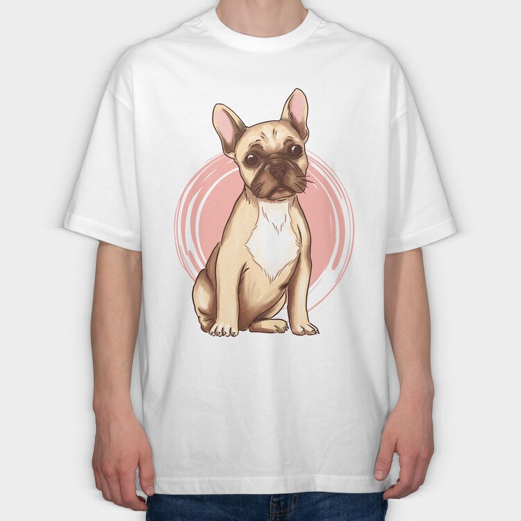 French Bulldog (2), Tricou Oversize Barbati (Unisex)