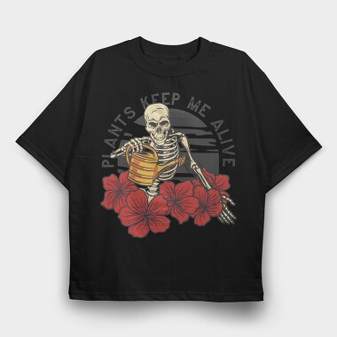 Cool Plants Skeleton Skull, Tricou Oversize Barbati (Unisex)