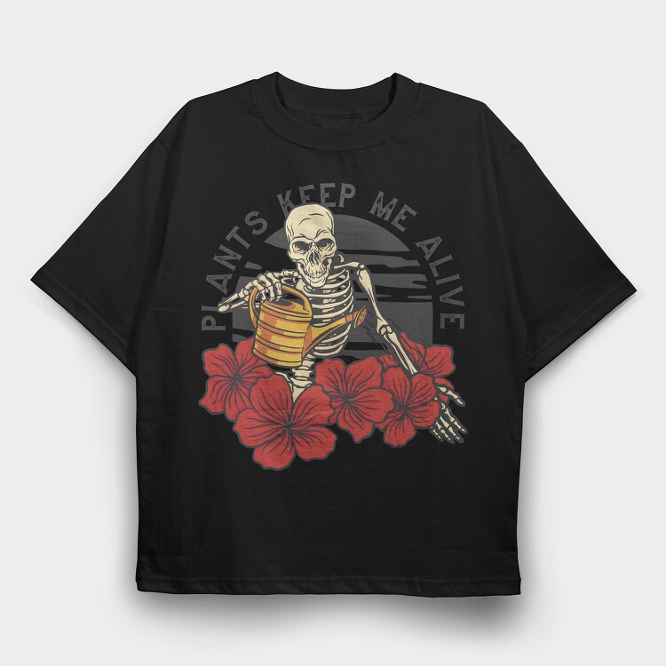 Cool Plants Skeleton Skull, Tricou Oversize Barbati (Unisex)