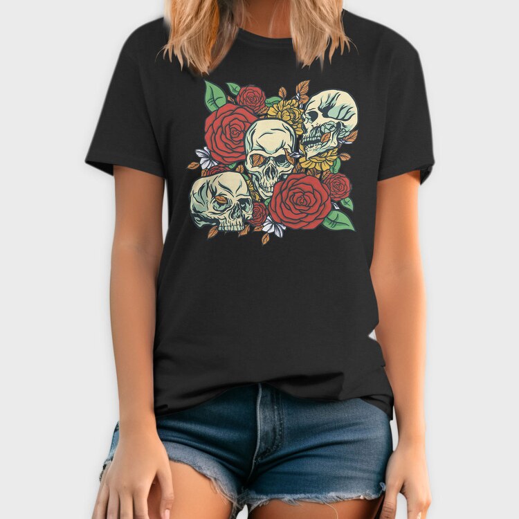 Cool Skulls And Roses, Tricou Barbati (Unisex)