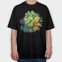 Watercolor Tropical Leaves, Tricou Oversize Barbati (Unisex)