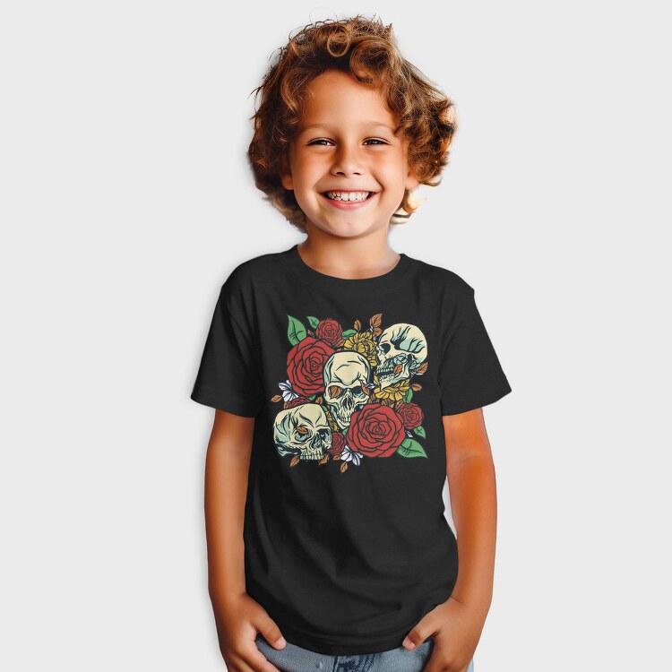 Cool Skulls And Roses, Tricou Copii