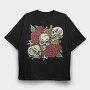 Cool Skulls And Roses, Tricou Oversize Barbati (Unisex)