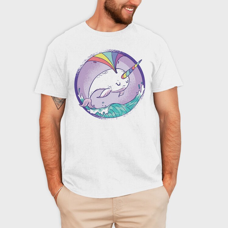Rainbow Narwhale Whale, Tricou Barbati (Unisex)