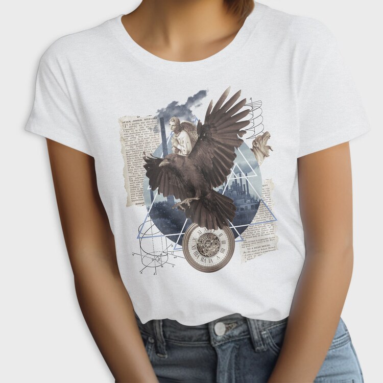 Eagle Bird Flying And Collage Darccollage, Tricou Femei