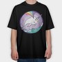 Rainbow Narwhale Whale, Tricou Oversize Barbati (Unisex)