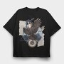 Eagle Bird Flying And Collage Darccollage, Tricou Oversize Barbati (Unisex)