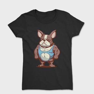 French Bulldog Cartoon Bodybuilder, Tricou Femei