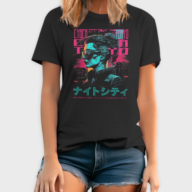 Cyberpunk Tokyo Girl, Tricou Barbati (Unisex)