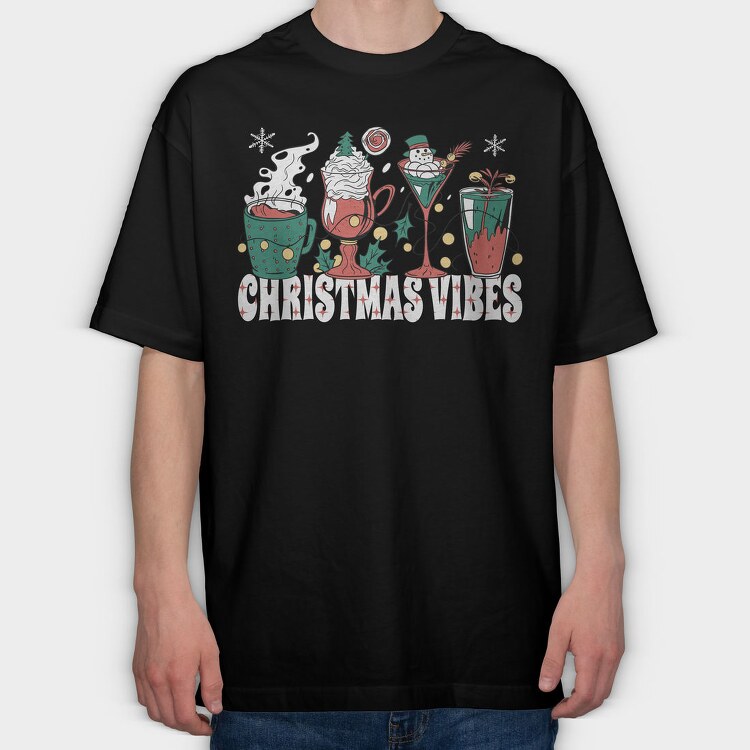 Christmas Holiday Drinks Coffee, Tricou Oversize Barbati (Unisex)
