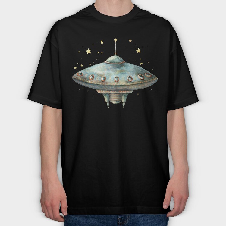 Watercolor Ufo Nursery, Tricou Oversize Barbati (Unisex)