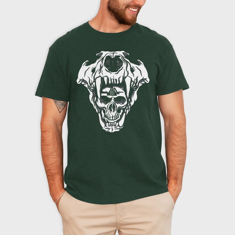 Cool Viking Skulls Bear Man, Tricou Barbati (Unisex)