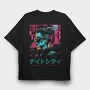 Cyberpunk Tokyo Girl, Tricou Oversize Barbati (Unisex)
