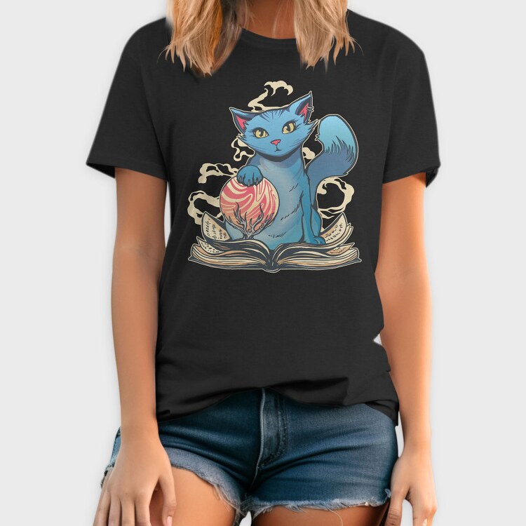 Magical Cat With Book Whimsical, Tricou Barbati (Unisex)