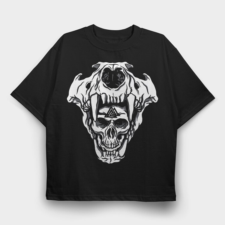 Cool Viking Skulls Bear Man, Tricou Oversize Barbati (Unisex)