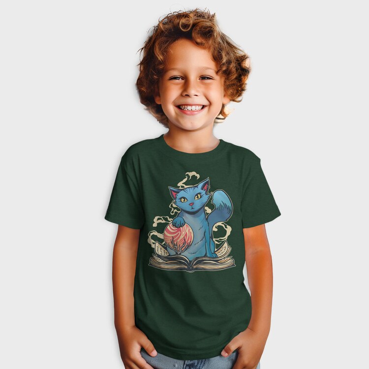 Magical Cat With Book Whimsical, Tricou Copii