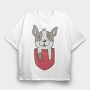 French Bulldog Pocket, Tricou Oversize Barbati (Unisex)