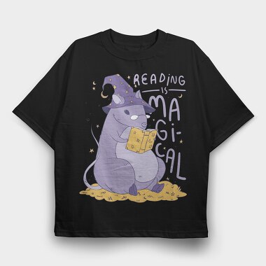 Rat Reading Magical Book, Tricou Oversize Barbati (Unisex)