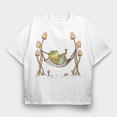 Frog Animal Chilling In Hammock Cottagecore, Tricou Oversize Barbati (Unisex)
