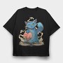 Magical Cat With Book Whimsical, Tricou Oversize Barbati (Unisex)