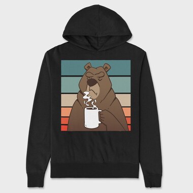 Brown Bear With Coffee Grumpy, Hanorac Oversize Barbati (Unisex)