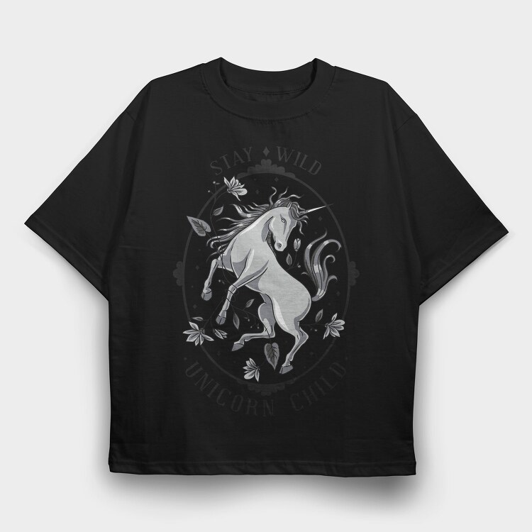 Cool Wild Unicorn 01, Tricou Oversize Barbati (Unisex)