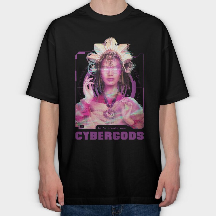 Cyborg Goddess Gods, Tricou Oversize Barbati (Unisex)