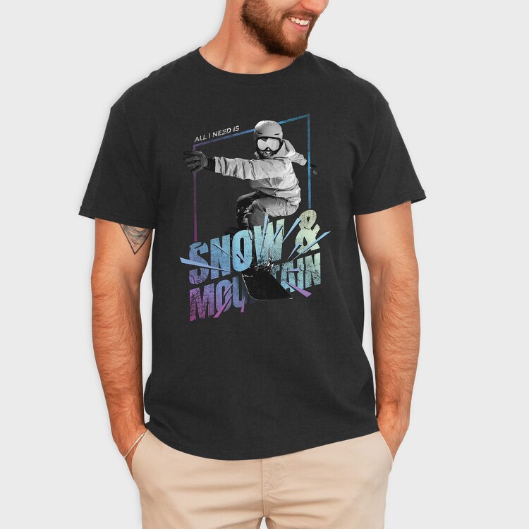 Snowboarding Sport Athlete Snow And Mountain, Tricou Barbati (Unisex)