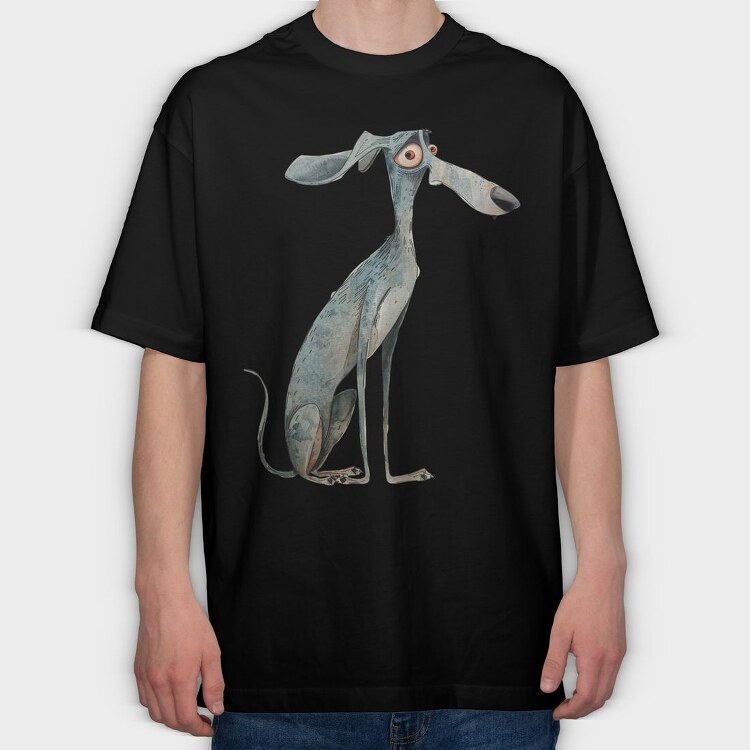 Whimsical Dog Sit, Tricou Oversize Barbati (Unisex)