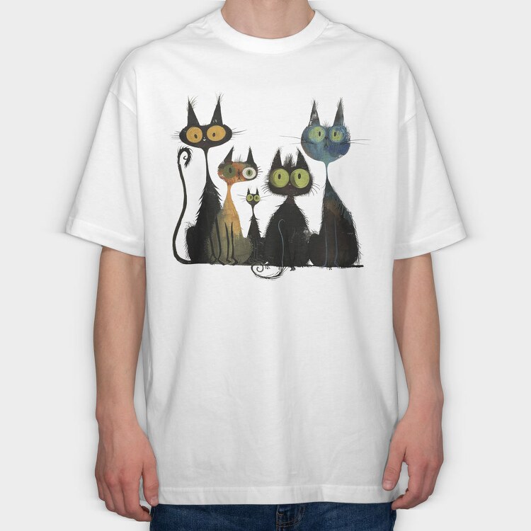 Whimsical Cat Group, Tricou Oversize Barbati (Unisex)