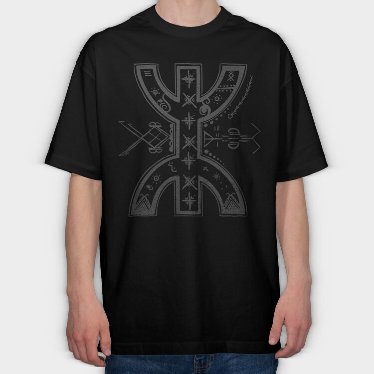 Berber Symbol Abstract Symbols, Tricou Oversize Barbati (Unisex)