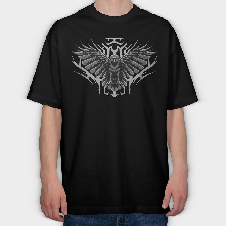 Raven Bird Flying Open Wings, Tricou Oversize Barbati (Unisex)