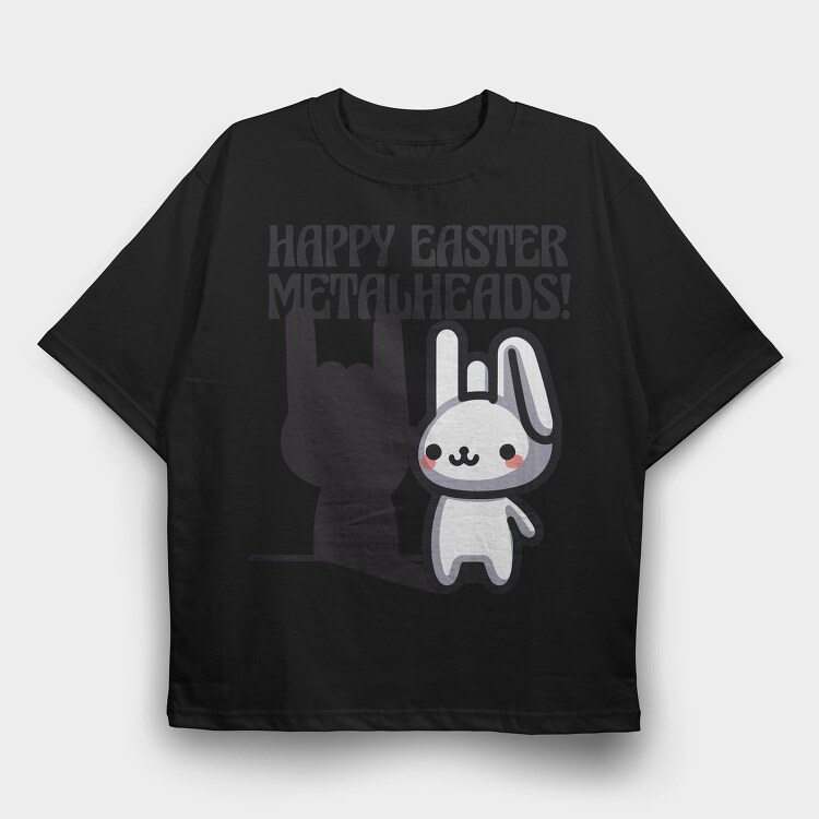Easter Metalhead Bunny Metal, Tricou Oversize Barbati (Unisex)