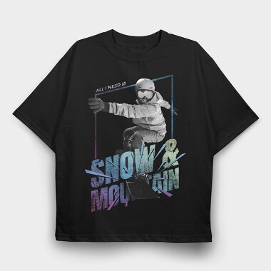 Snowboarding Sport Athlete Snow And Mountain, Tricou Oversize Barbati (Unisex)
