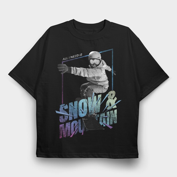 Snowboarding Sport Athlete Snow And Mountain, Tricou Oversize Barbati (Unisex)