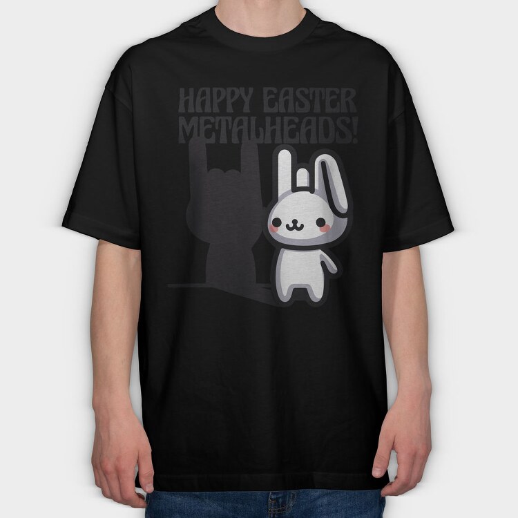 Easter Metalhead Bunny Metal, Tricou Oversize Barbati (Unisex)