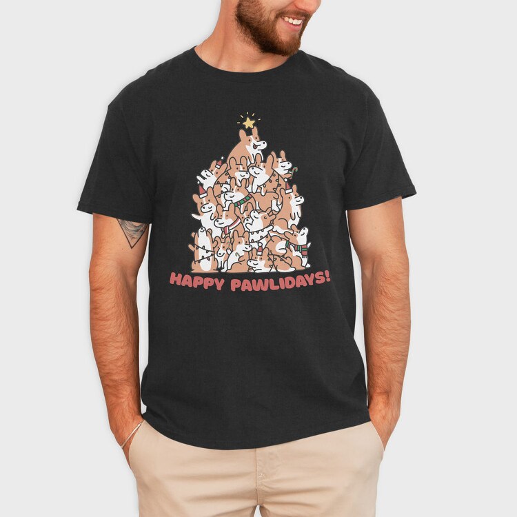 Corgi Dog Christmas Tree Corgies, Tricou Barbati (Unisex)