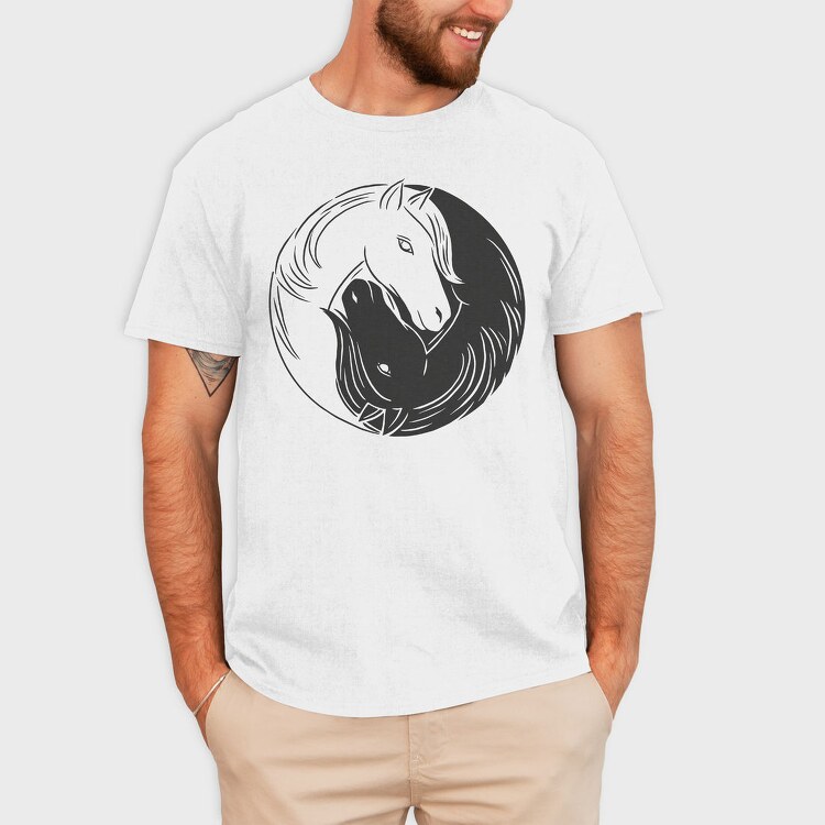 Yin Yang Horses Animals, Tricou Barbati (Unisex)