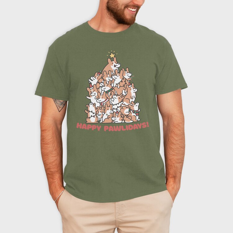 Corgi Dog Christmas Tree Corgies, Tricou Barbati (Unisex)