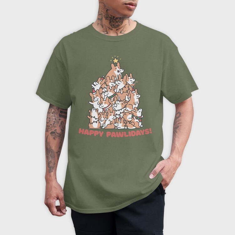 Corgi Dog Christmas Tree Corgies, Tricou Barbati (Unisex)