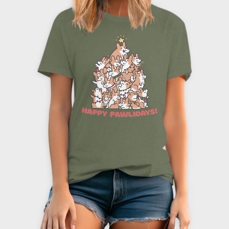 Corgi Dog Christmas Tree Corgies, Tricou Barbati (Unisex)
