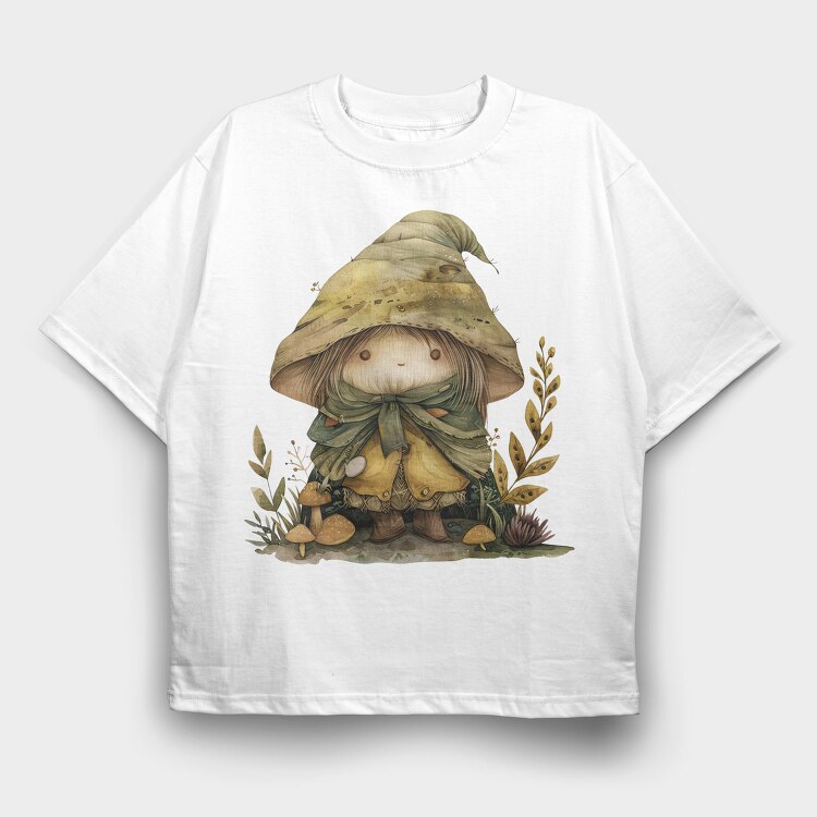 Whimsical Fantasy Gnome, Tricou Oversize Barbati (Unisex)