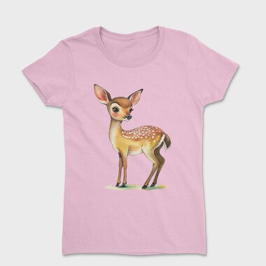 Whimsical Fawn Watercolor, Tricou Femei