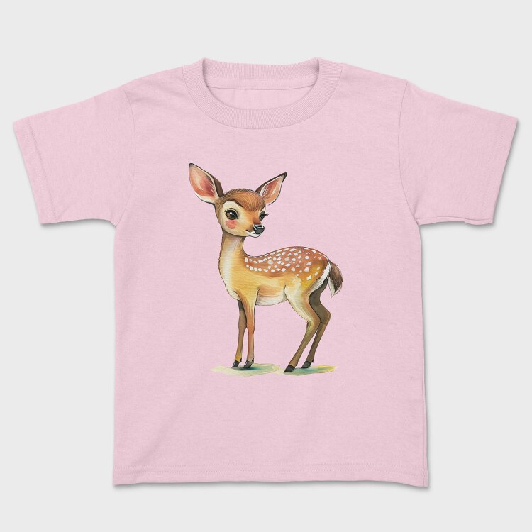 Whimsical Fawn Watercolor, Tricou Copii